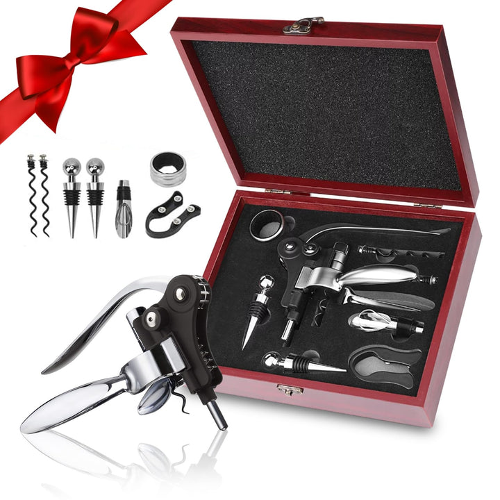 Korkenzieher Wein Set, 8 Stück Manueller Weinöffner Sommelier-Sets, Edelstahl Rotwein Flaschenöffner