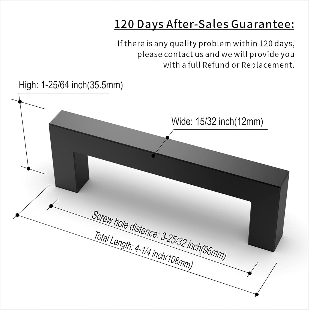 Amerdeco 10 Stück Möbelgriffe Edelstahl Schwarz Schrankgriffe Küchengriffe 96mm Lochabstand Schublad