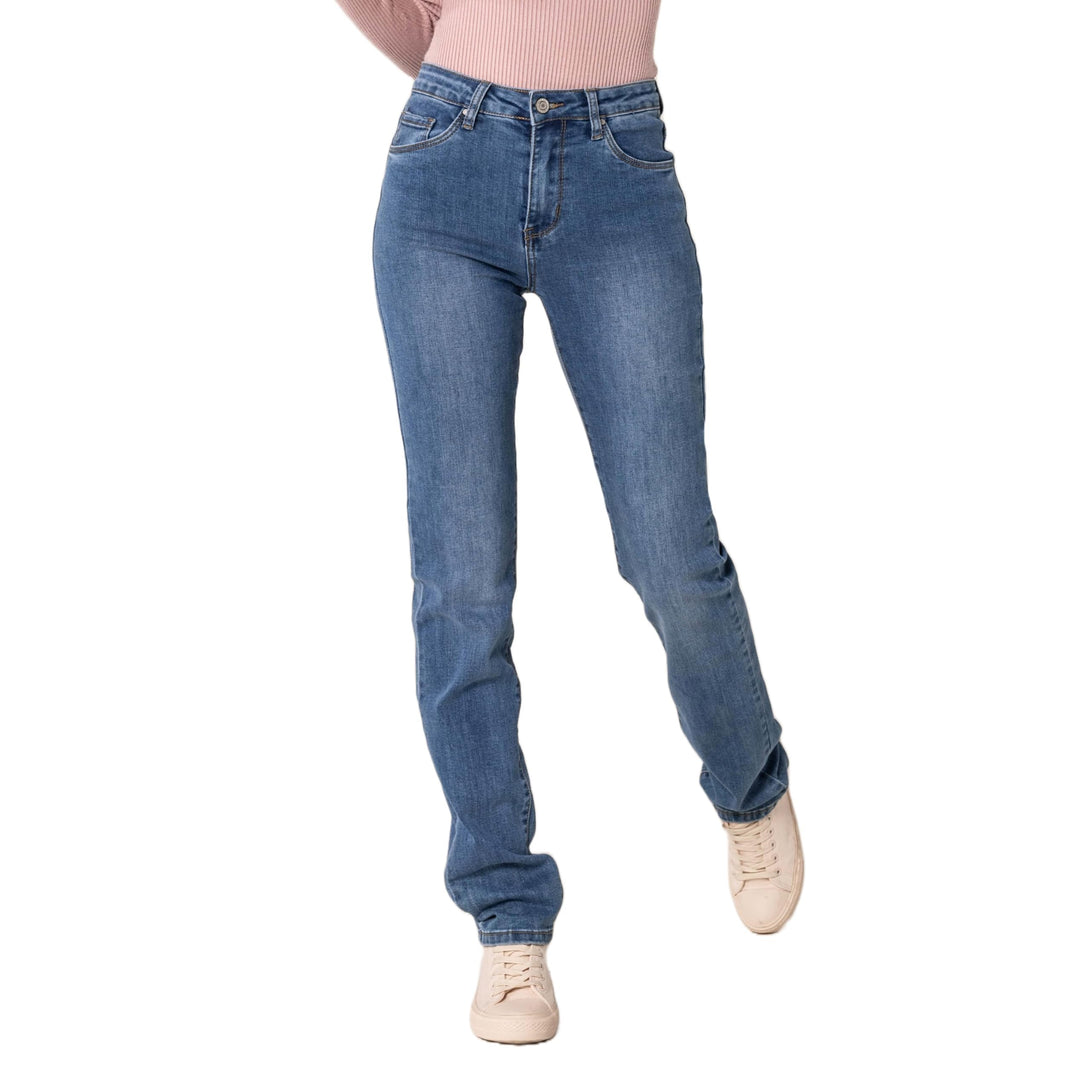 Nina Carter P209 Damen High Waist Tall Jeans Straight Leg Jeanshose mit geradem Beinschnitt Used-Loo