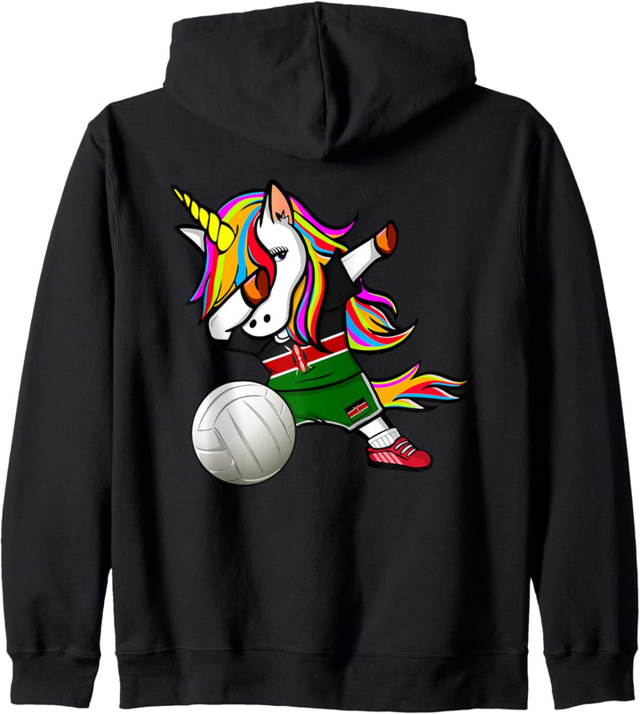 Lustiger Dabbing Einhorn Kenia Volleyball Kenianische Flagge Kapuzenjacke
