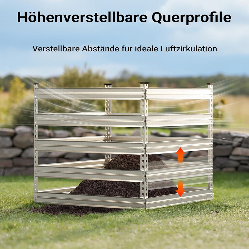 Metall Komposter Gartenkomposter 100 x 100 x 90 cm für 900 Liter Kompost Bioabfall