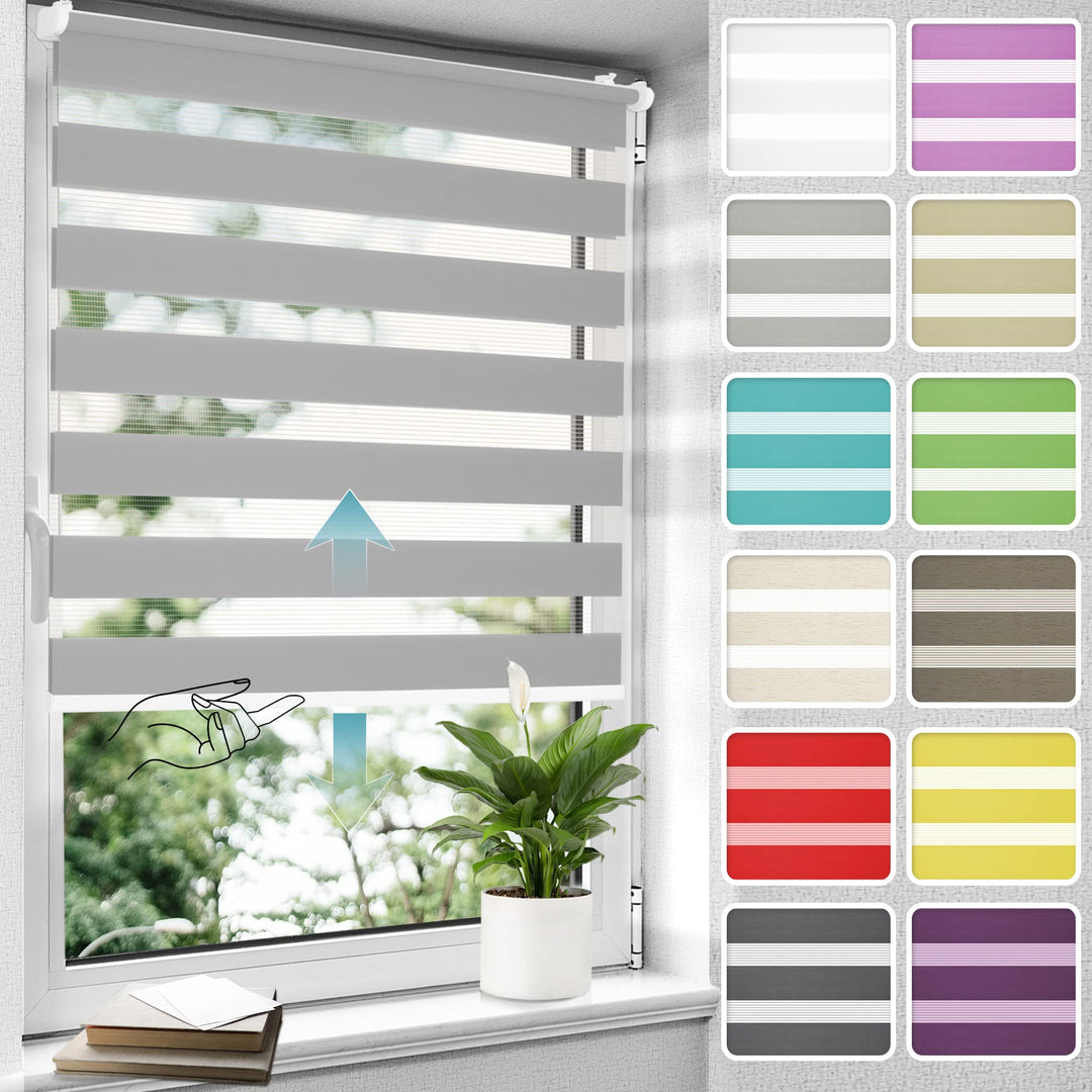 Allesin Doppelrollo schnurlos Klemmfix ohne Bohren Duo Rollos für Fenster, 85x120cm (Stoffbreite 85