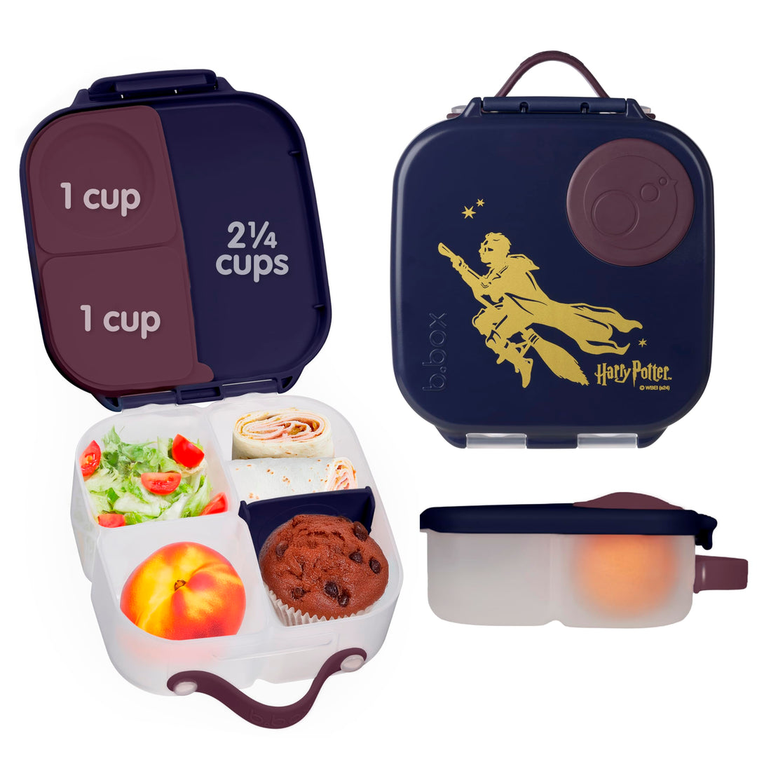 b.box Harry Potter Mini Brotdose | Bento-Box mit 3 Fächern (2 auslaufsicher) | Ideal für Kleinkinder