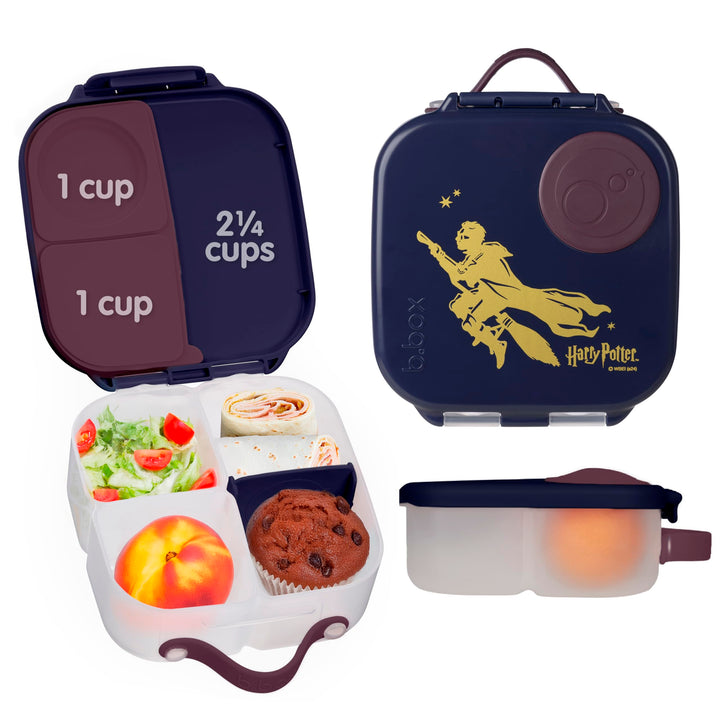 b.box Harry Potter Mini Brotdose | Bento-Box mit 3 Fächern (2 auslaufsicher) | Ideal für Kleinkinder