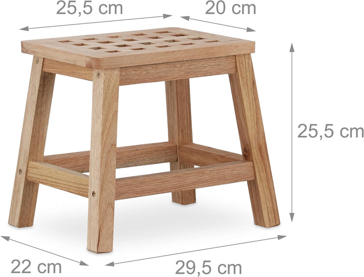 Relaxdays Tritthocker Holz, Fussbank aus Naturholz, niedriger Blumenhocker für Töpfe, HBT: 25,5 x 29