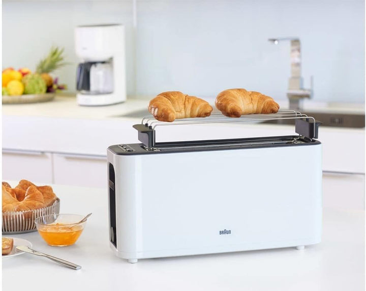 Braun Household HT 3110 WH Toaster | Langschlitz | Extrabreite Toastkammer | Herausnehmbare Krümelsc