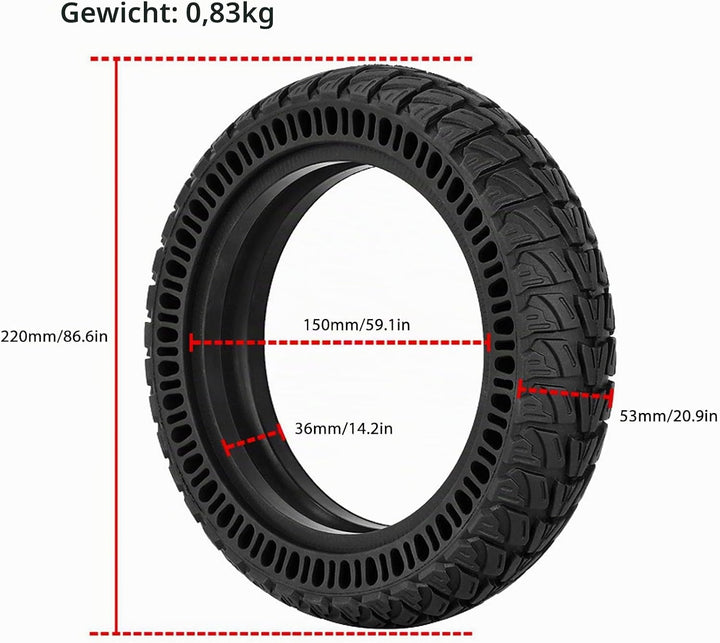 Tyenaza Solid Reifen, 9 X 2,25 Zoll Elektroroller Reifen E Scooter Ersatzräder Tyres mit Montagewerk