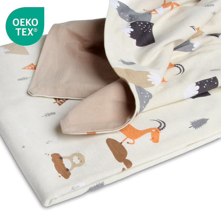 schlummersack Kinder Bettwäsche Set 100x135 Bergtiere aus 100% Baumwolle, Wendbar, mit Reissverschlu