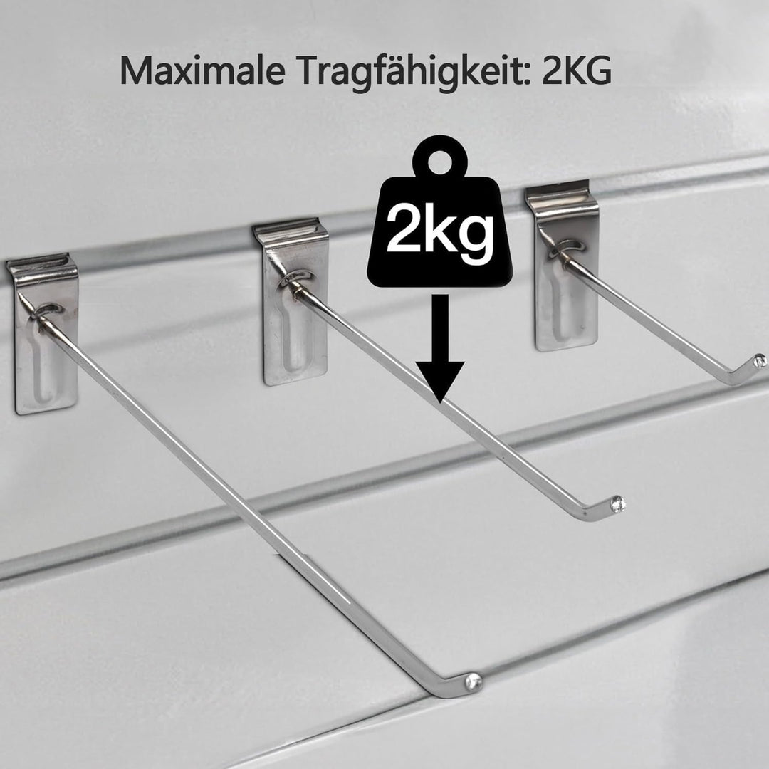 uyoyous Display Haken Lamellenwand Slatwall Hake 15 CM, 100 Stück Pegboard Slatwall-haken Werkzeugwa