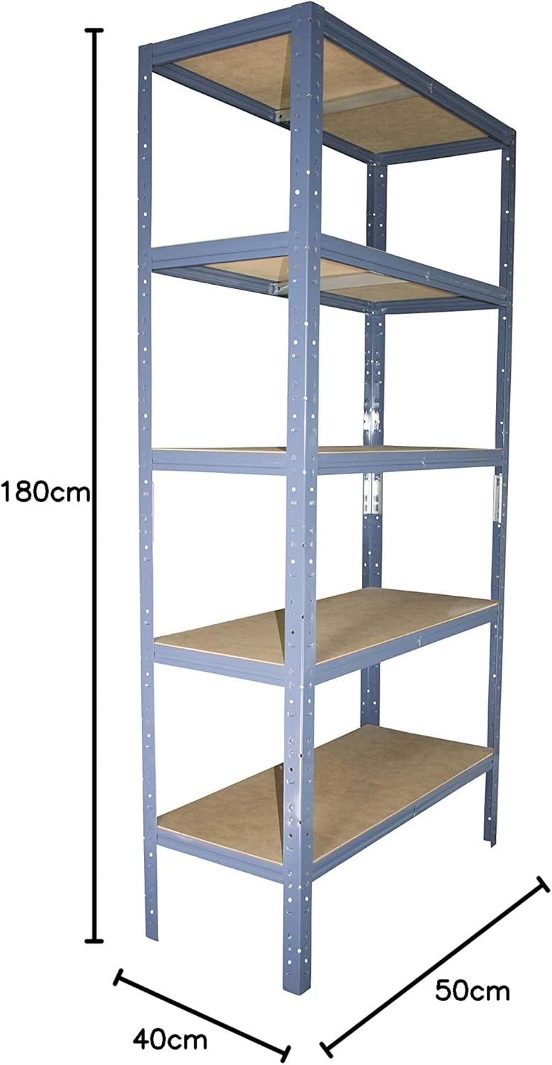 shelfplaza Home 180x50x40 cm Schwerlastregal in blau mit 5 Böden und 175 kg Traglast pro Boden H: 18