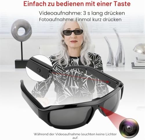 Kamera-Sonnenbrille, 1080P HD mit Anti-Shake- und Weitwinkelobjektiv-Sport-Action-Brille, für Radfah