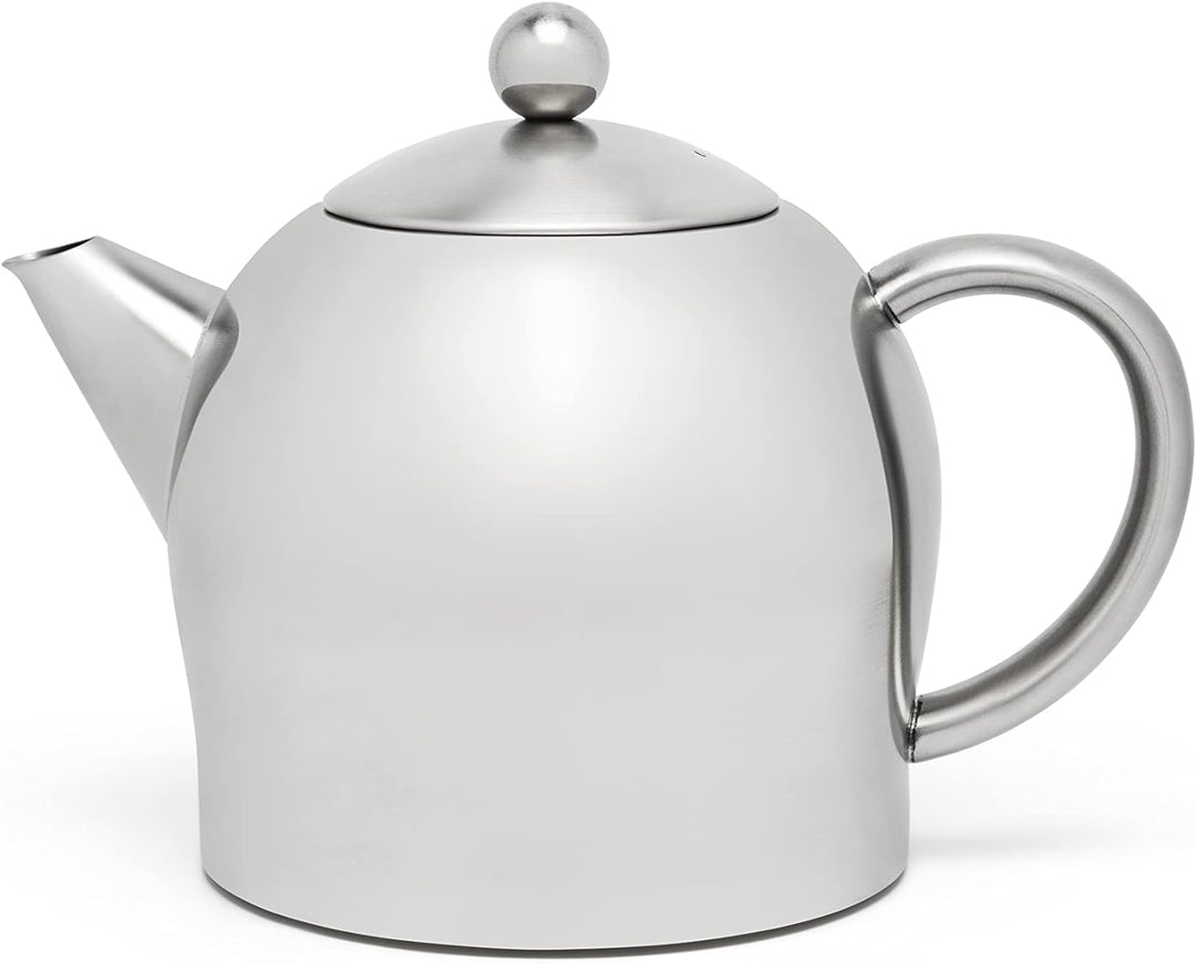 Bredemeijer kleine bauchige doppelwandige Edelstahl Teekanne 0.5 Liter Edelstahl 11.6 x 17.6 x 13.1