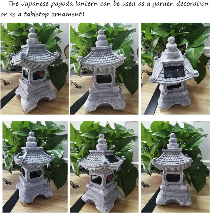 Uziqueif Outdoor Japanische Tachi-Gata-Stil Solar Zen Garten Lichter Laterne Pagode Licht Solar Bode