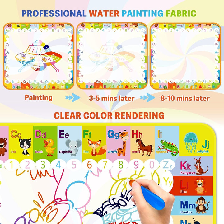 Aqua Wasser Doodle Matte, 120×100cm Aqua Magic Doodle Matte mit Spielzeug Kinderspielzeug ab 1 2 3 J