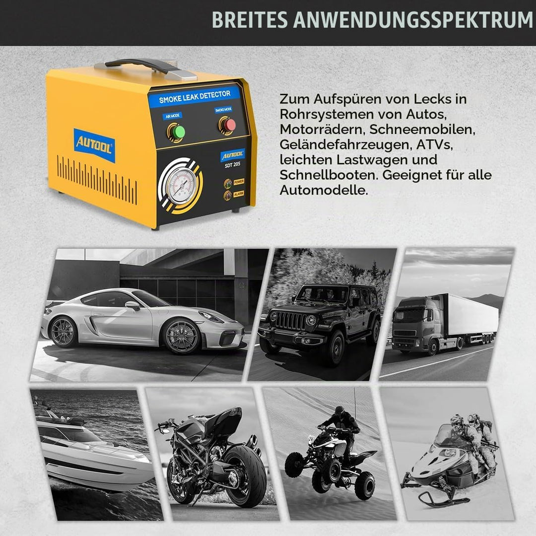 Autool SDT205 Auto-Rauchmaschinen-Lecksucher mit Zwei Modi, EVAP-System Kraftstoffleitungs-Leckagete