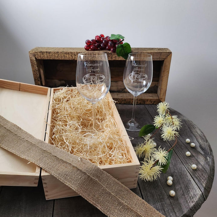 Geschenk zum Valentinstag – Wein Geschenksets – Weinglas mit Gravur 460ml – Hochzeitsgeschenke – Ges