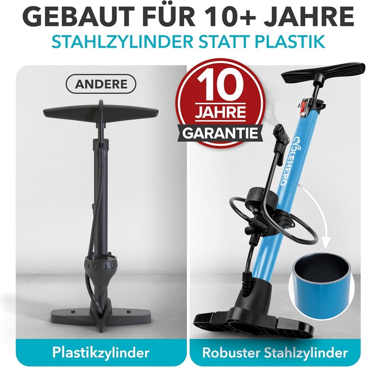 Fahrradpumpe alle Ventile Test SEHR GUT - 10 Jahre Garantie Leistungsstarke Fahrrad Pumpe Luft – Ren