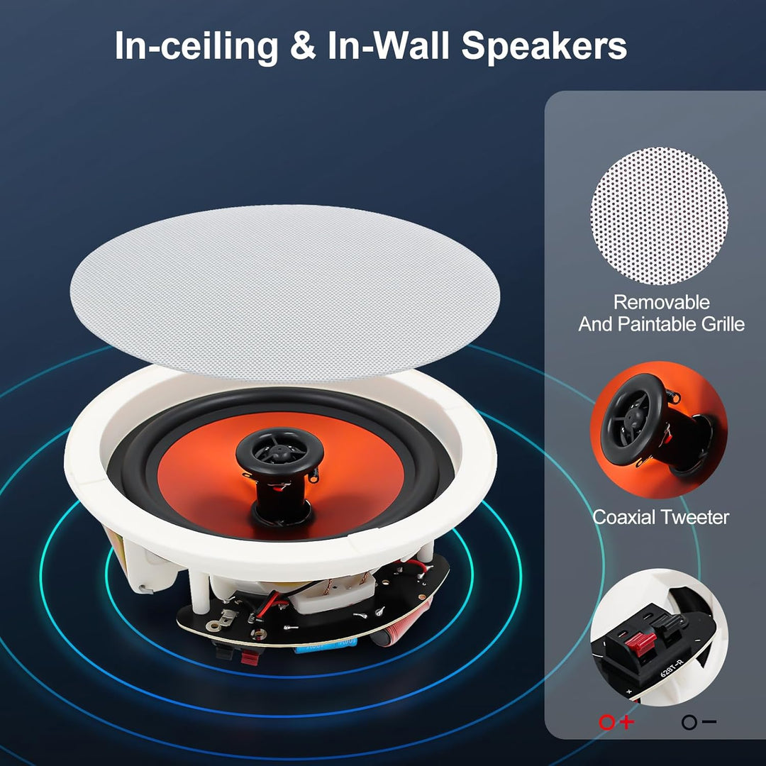 STUDIOFINIX 6,5-Zoll-600-Watt-Bluetooth-Ceiling-Speakers Home-Recessed-Sprechersystem geeignet für I