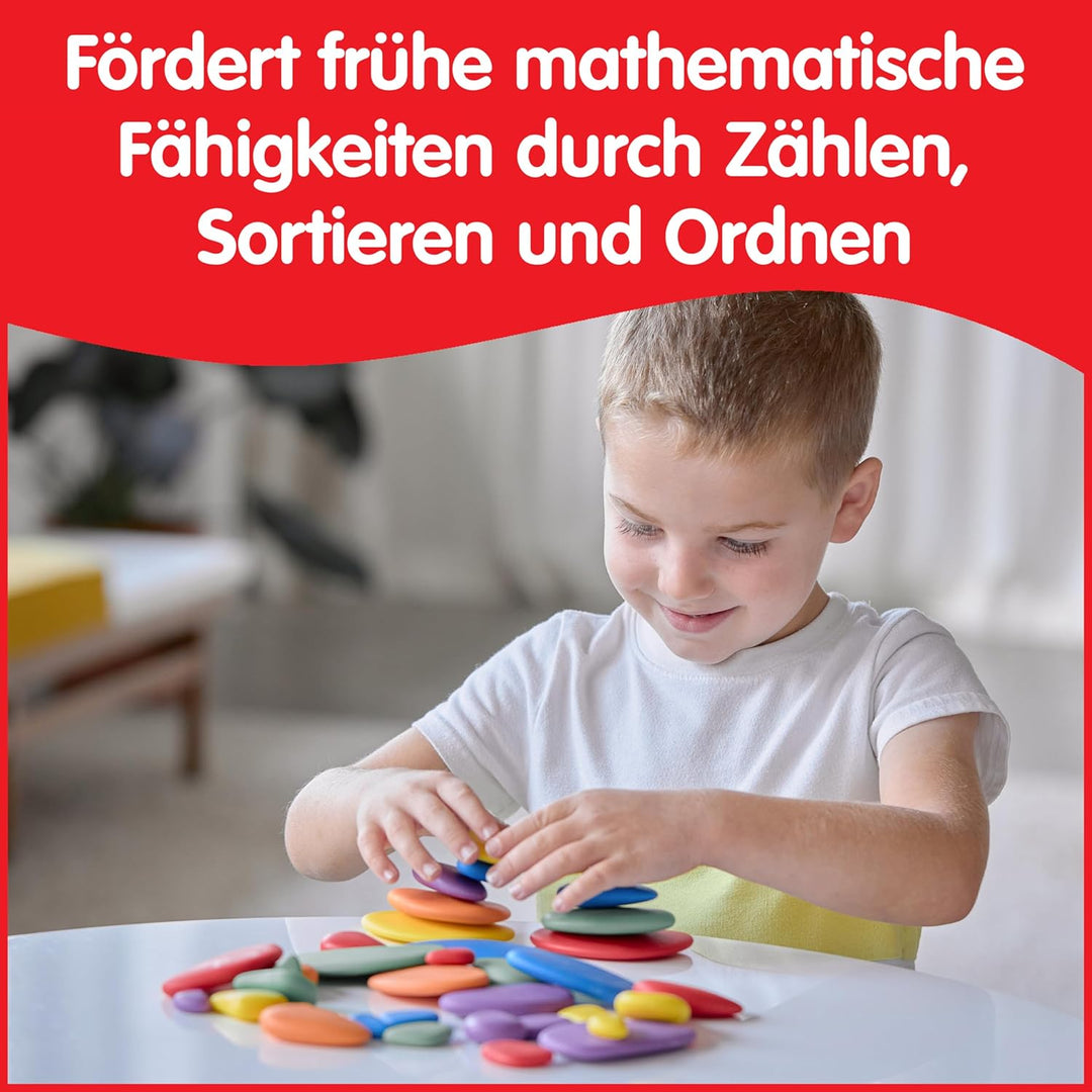 Rainbow Pebbles - Set mit 36 + 40 Aktivitäten - Die originalen Farbsortier- und Stapelsteine - Frühe