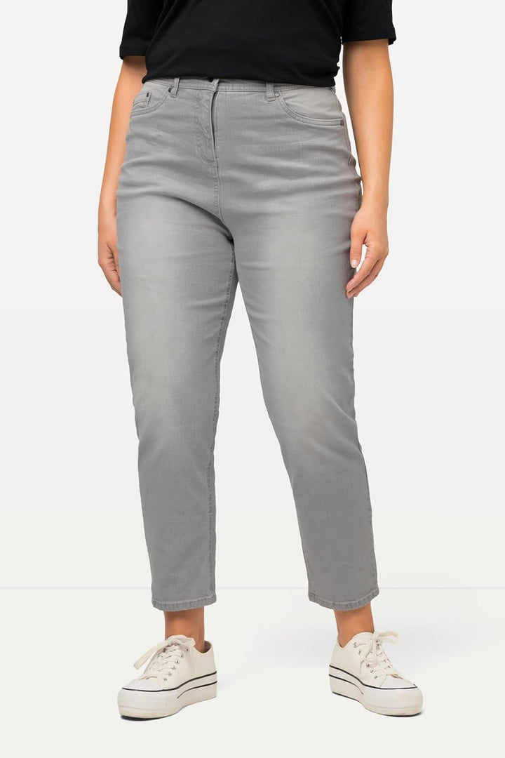 Ulla Popken Damen Jeans 32W / 30L Graubeige, 32W / 30L Graubeige