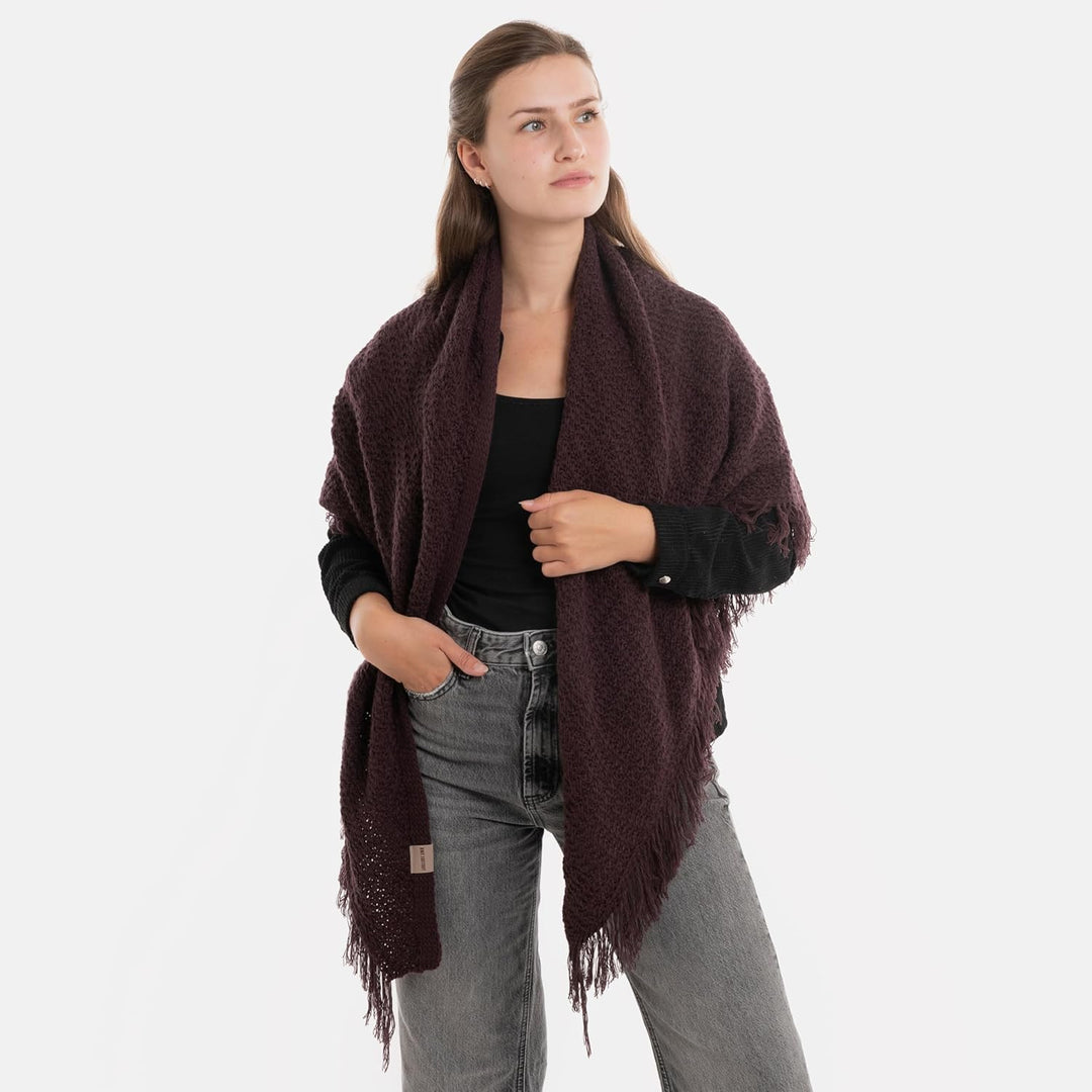 KNIT FACTORY - Dreiecksschal Amber - Damen Strickschal mit Wolle - Umschlagtuch für den Herbst und W