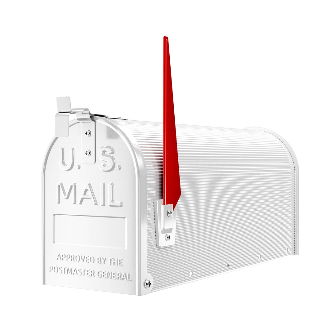 Wiltec US Mailbox weiss 150 x 513 x 223 mm, amerikanischer Briefkasten mit Fahne, Wandbriefkasten od