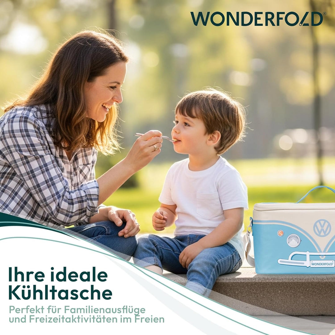 WONDERFOLD VW Elternkonsole Kinderwagen Organizer mit Getränkehalter, Wickeltasche Buggy Bondi-Blau,