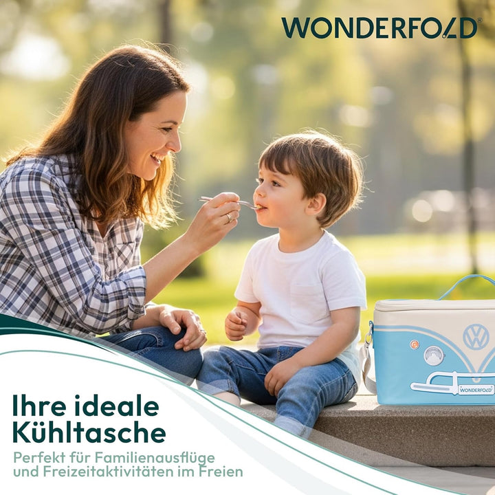 WONDERFOLD VW Elternkonsole Kinderwagen Organizer mit Getränkehalter, Wickeltasche Buggy Bondi-Blau,