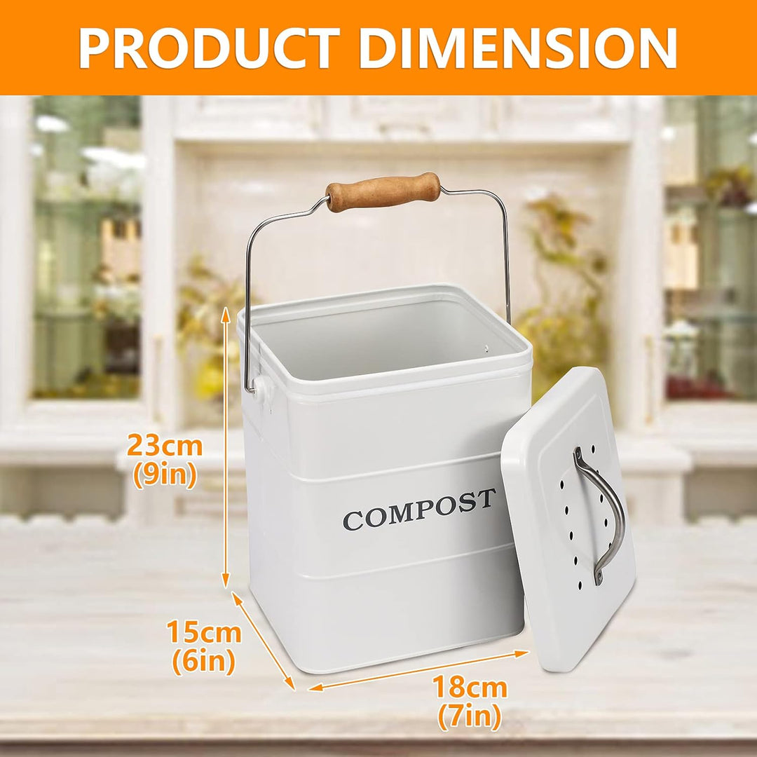 Morezi Kompostbehälter Küche 6 L Komposteimer Biomülleimer - Inklusive Aktivkohlefiltern komposter m