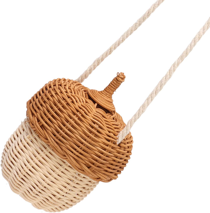 Tissting Rattan Eichel Schultertasche 16cm/6.3in - Handgewebtes Kinderkörbchen für Aufbewahrung und