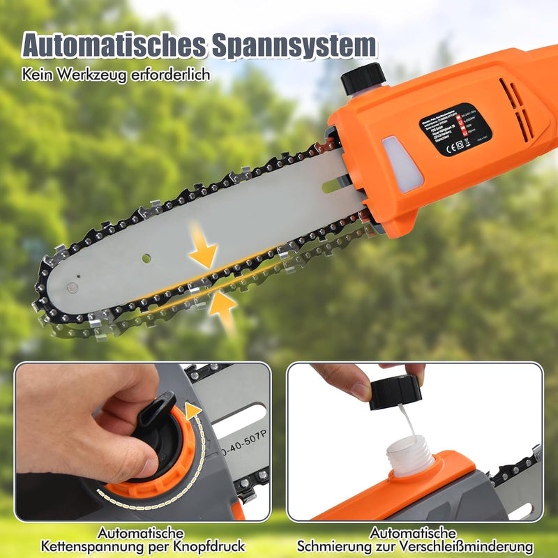 COSTWAY Elektrostangensäge Hochentaster 212-286 cm, Mehrwinkel Stangenkettensäge mit verstellbaren S