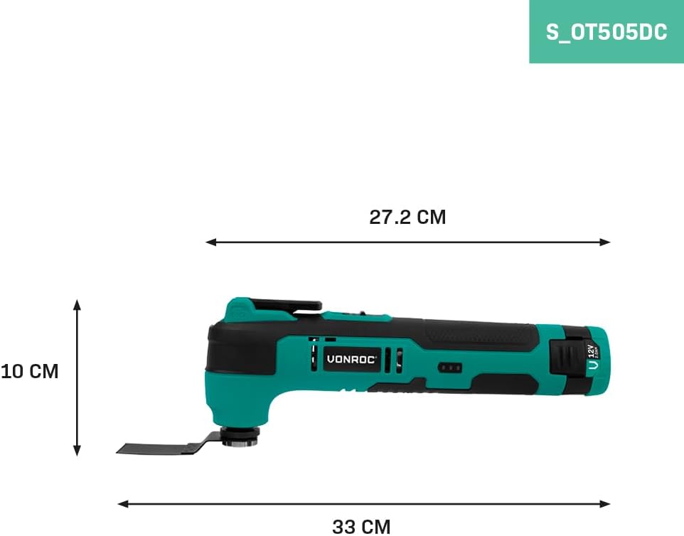 Kabelloses Multitool 12 V – mit Schabblatt, Tauchsäge, Schleifpad und Schleifpapier – Akku und USB-K