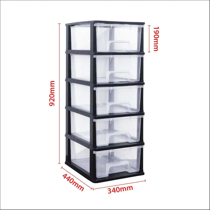 Schubladenbox, Schubladen-Container auf Rädern, 5 grosse 17 Liter Schubladen, der Umwelt zuliebe aus
