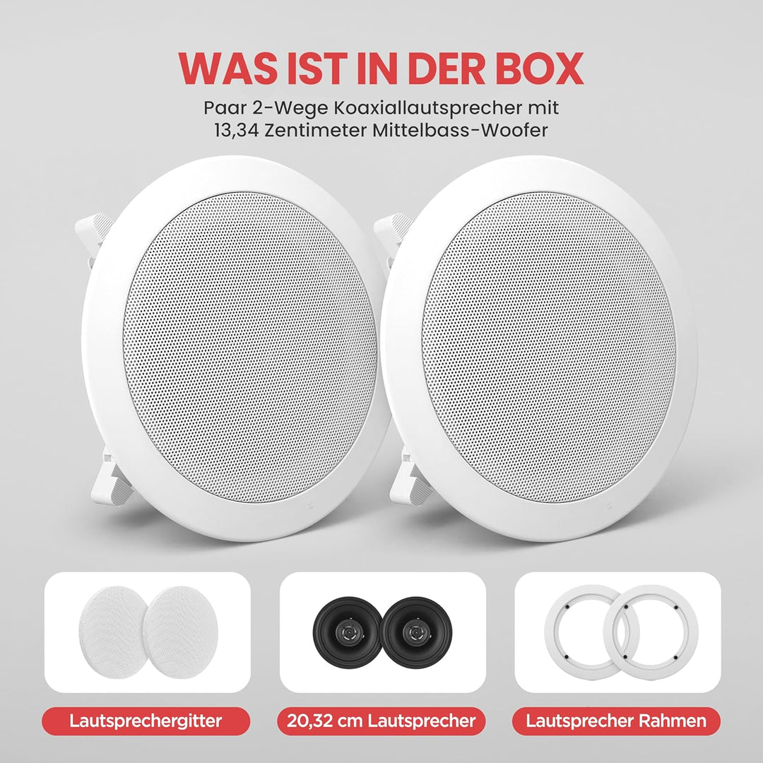 pyle pdic61rd 6,5 2-Wege-Decken-Unterputzkabel Full Range Paar Lautsprecher System weiss 17 cm, weis