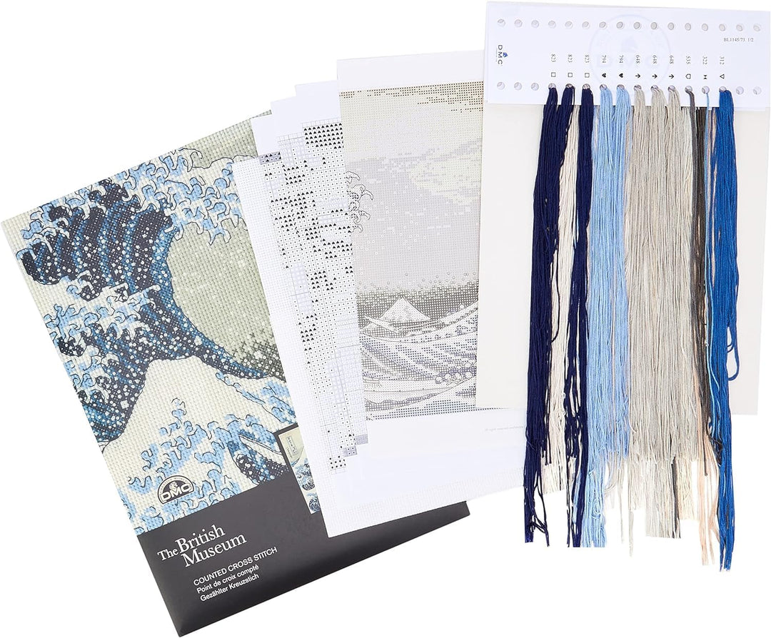 DMC Kit per Punto Croce British Museum The Great Wave, 100% Cotone, Multicolore, 15 x 1 x 15 cm