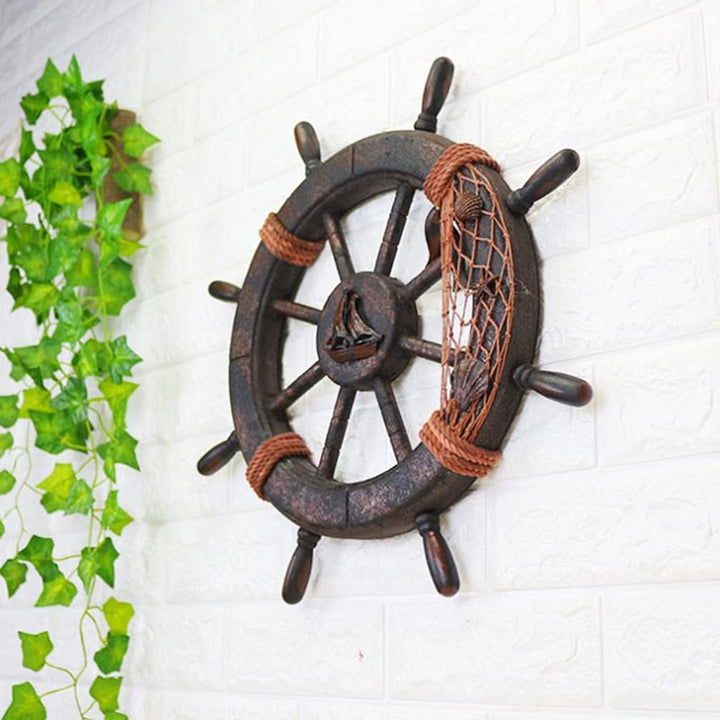 BESPORTBLE Holz Schiff Steuerrad Schiffsruder Nautical Wanddeko Vintage Türschild Mediterrane Anhäng