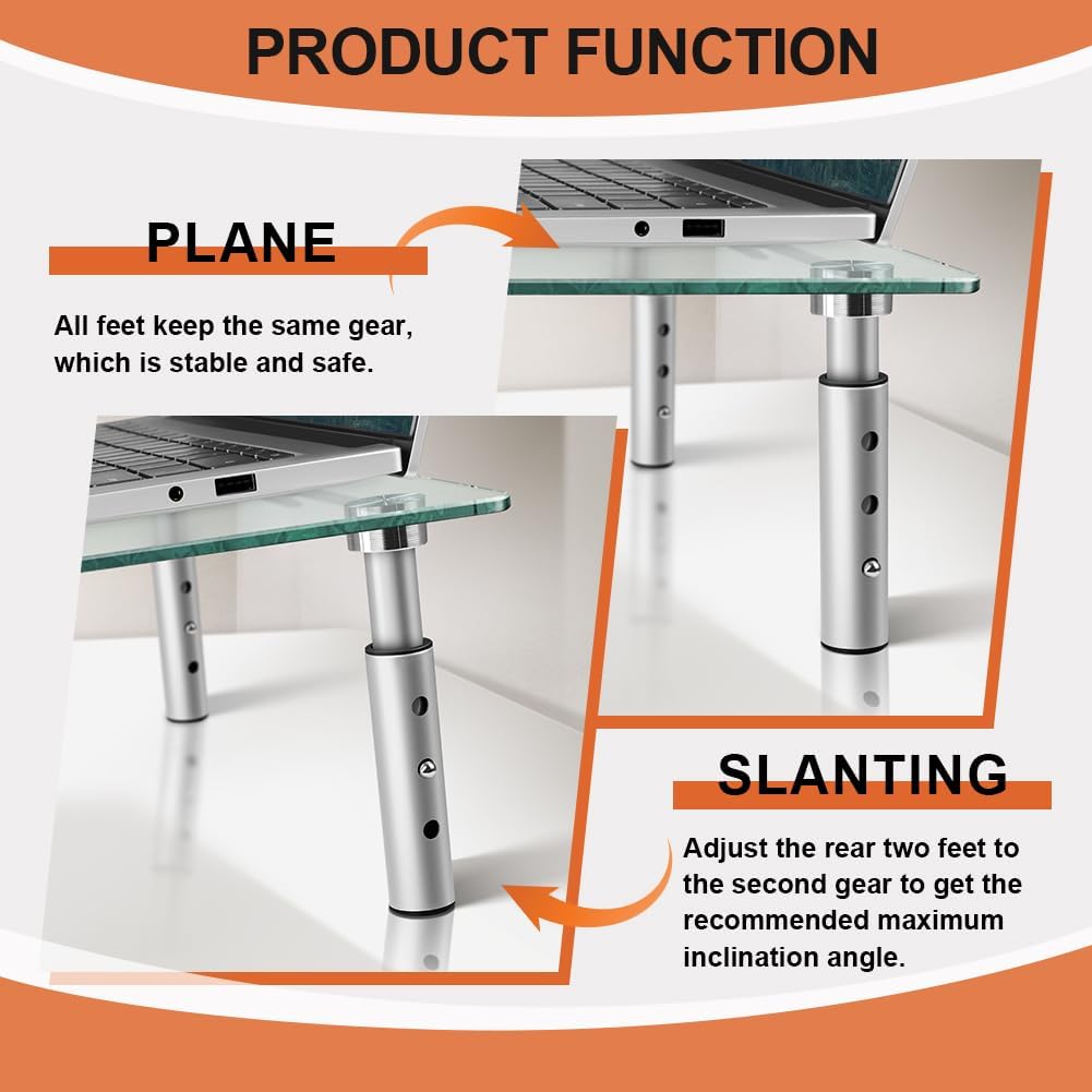 KKTONER GLAS Monitor Stand mit höhenverstellbar für Home Office PC Laptop Computer Bildschirm Riser