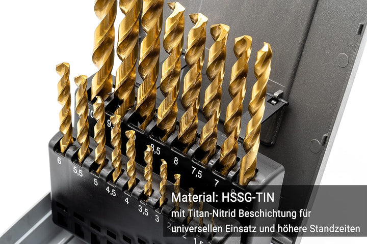 BaerCoil BAER HSSG-TIN Bohrer Satz (0,5mm steigend) 1-10 mm - Spiralbohrer DIN 338 - Spiralbohrer Se