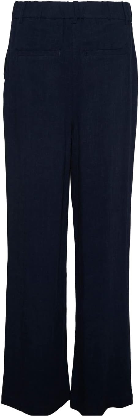 VERO MODA Damen Vmtiraver Mr Wide Linen Pants Hose, Navy Blazer, 30W / 30L EU