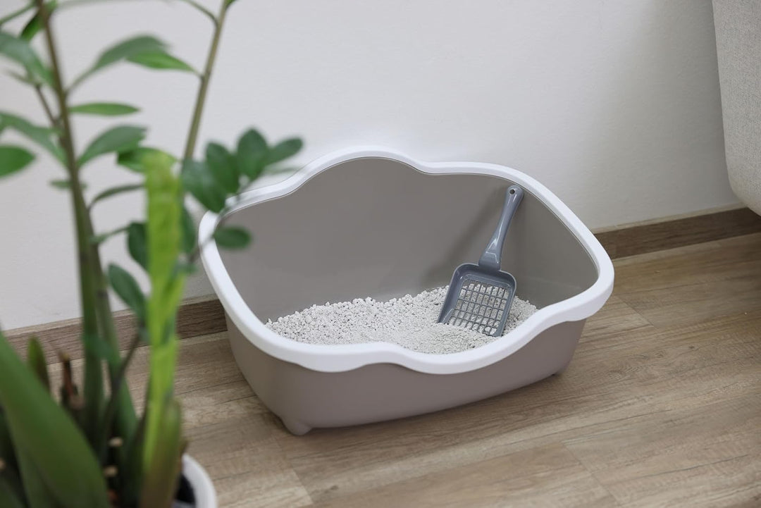Stefanplast Katzentoilette Très Chic Open 56x39x26cm, weiss/Taupe, weiss/taube Mittel