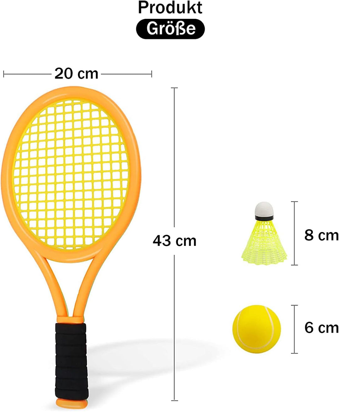 Kinder Tennisschläger mit Tragetasche,4 weiche Trainingsbälle und 6 Badminton Birdies,Tennisschläger