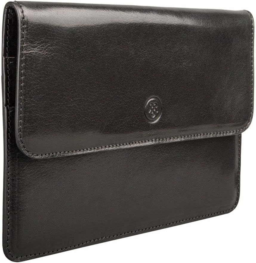 Maxwell Scott Handgefertigte Leder Reisedokumentenmappe Torrino in Schwarz, Schwarz