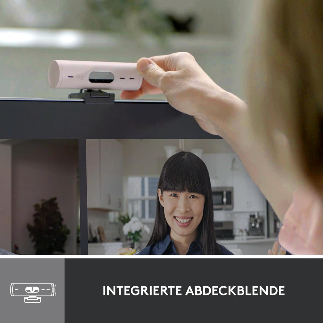 Logitech Brio 500 Full-HD-Webcam mit Auto-Lichtkorrektur, Zeigemodus, Doppelmikrofon + Rauschunterdr