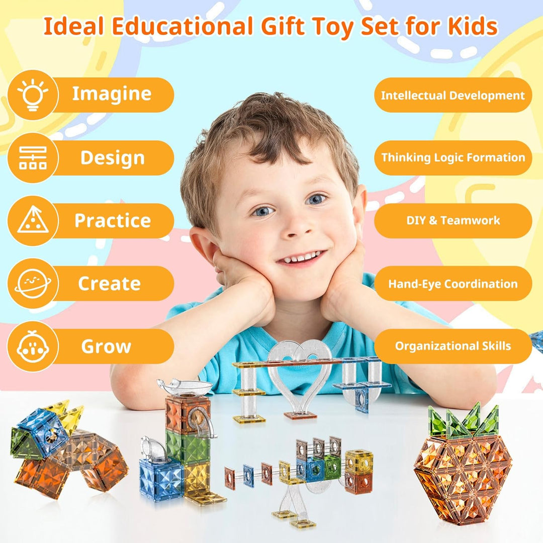 Jvchengxi Magnetische Bausteine 105 Teile Magnet Spielzeug Kinder Magnete Konstruktion Blöcke STEM K