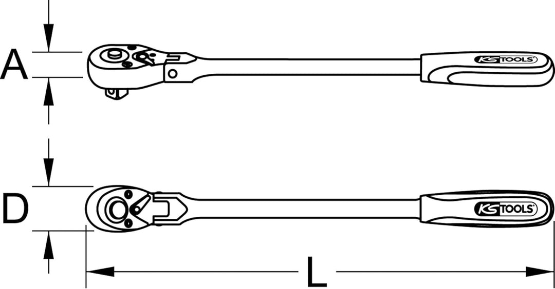 KS Tools 914.1296 1/2" Gelenk-Umschaltknarre, 72 Zahn