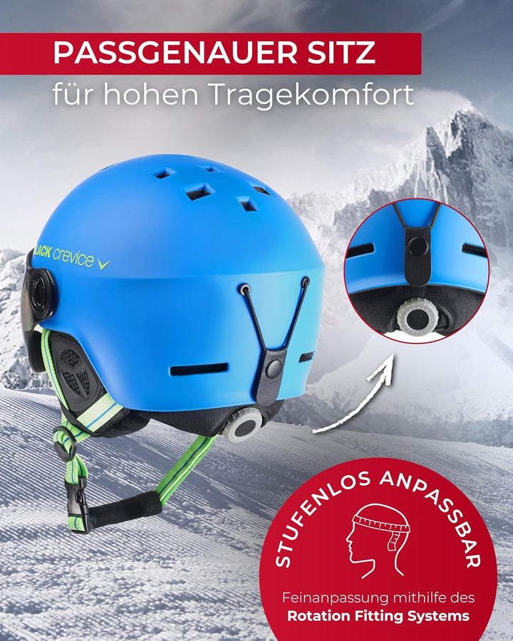 Black Crevice Skihelm Gstaad I Skihelm mit Visier im Pilotenstyle I Skihelm Herren & Damen I Skihelm