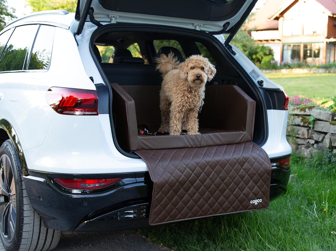 CopcoPet - Travel Bed Hundebett für Kofferraum 90x55x38cm Kunstleder - Kofferraumschutz Hund wassera