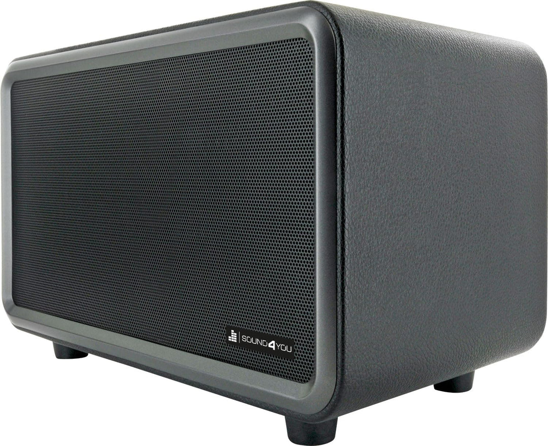 SCHWAIGER 661729 Moderner Retro Bluetooth Lautsprecher Modern-Vintage Speaker Lederoptik Holzgehäuse