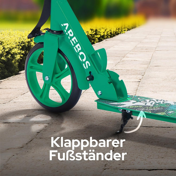 Arebos Cityroller Tretroller Scooter höhenverstellbar | klappbar | inkl. Traggurt | XXL Räder | Trit