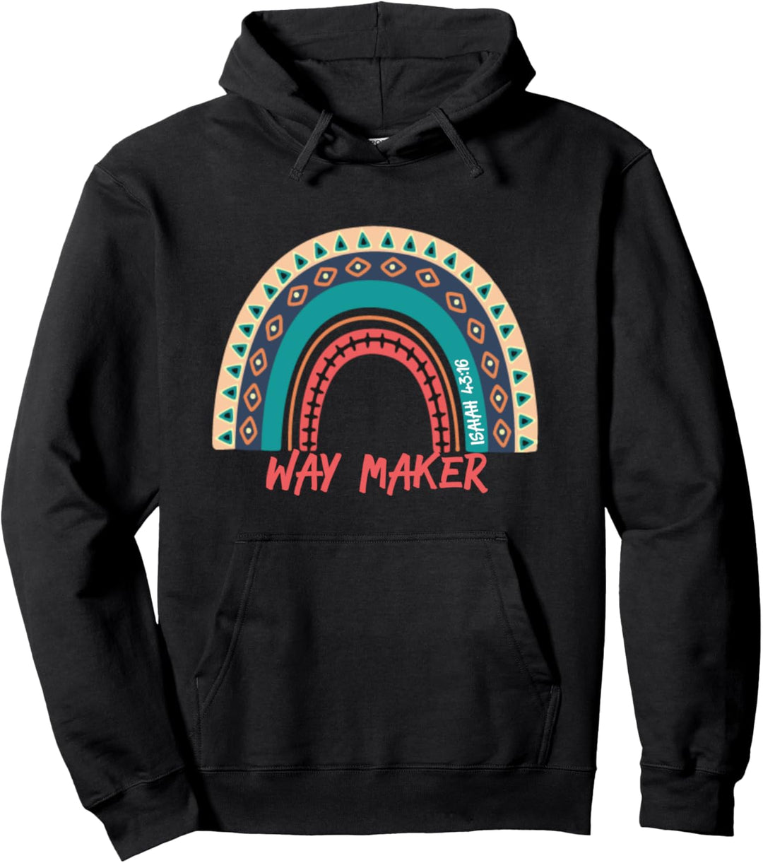 Waymaker Miracle Worker Promise Rainbow Light Colorful Pullover Hoodie